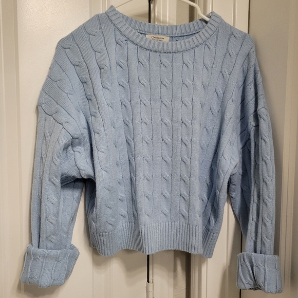 Light Blue Cable Knit Sweater - Picture 1 of 3
